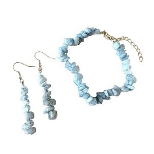 Natural Stone Handcrafted Jewelry Set Boho Bracelet Earrings